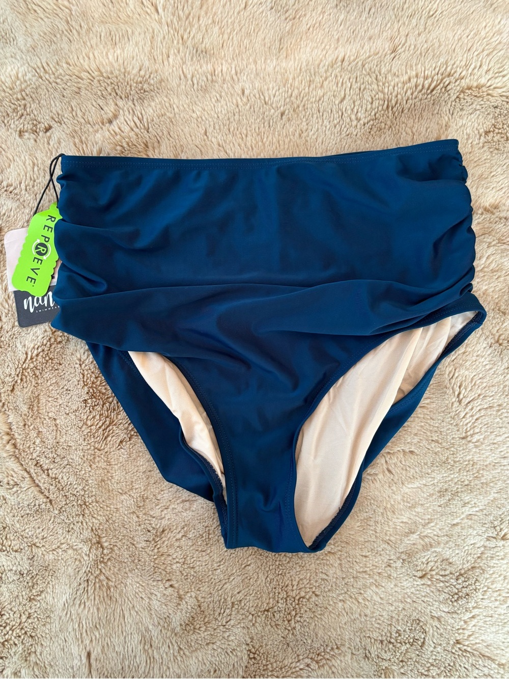 Nani High-Waist Swim Bottom with Side Ruching Blue Women’s Medium
